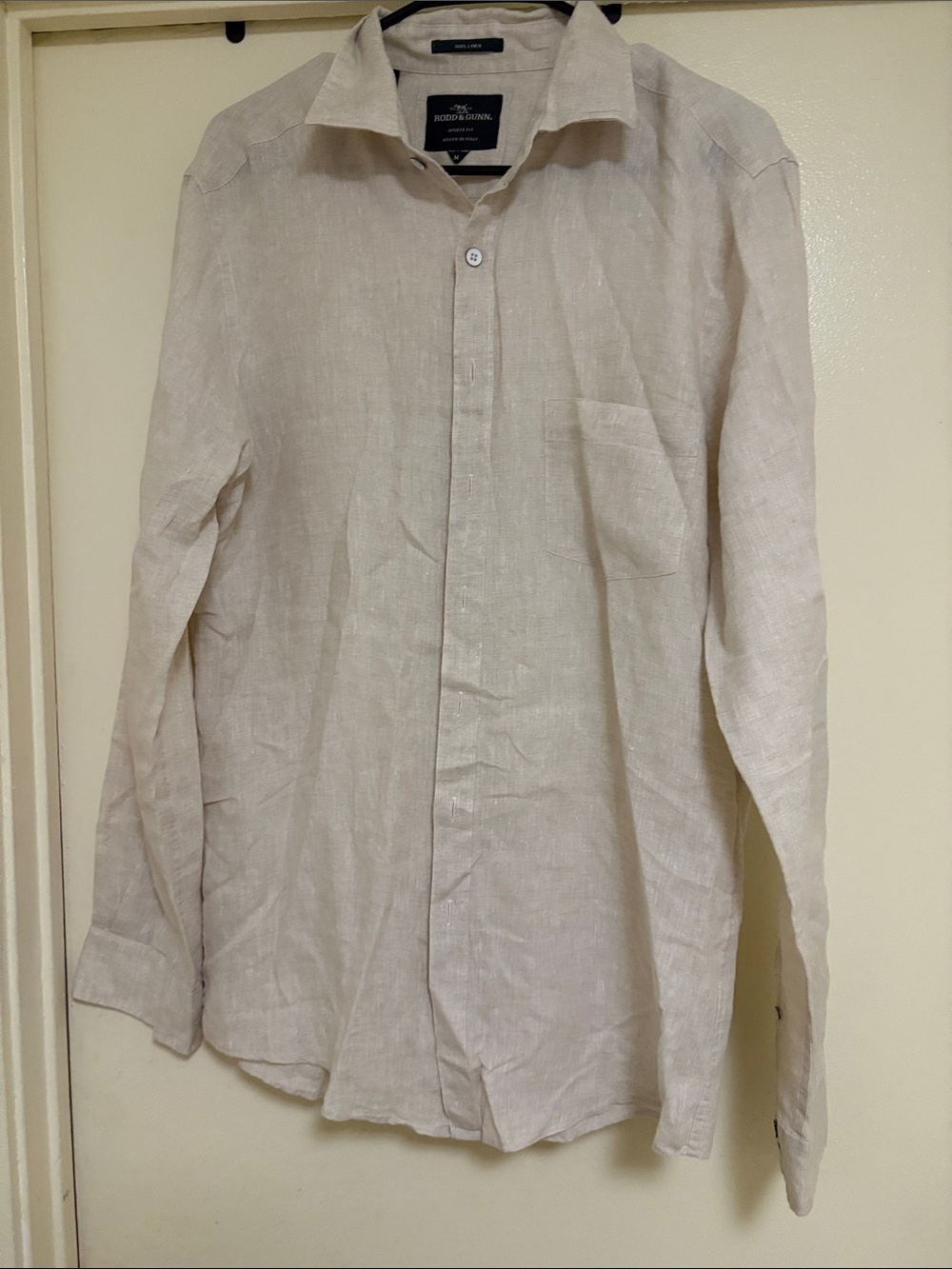 Hugo Boss Light Beige Linen Button-Down Shirt